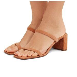 YDN Women Chic Open Square Toe Mules Block Low Mid Heel Double Straps Sandals Sl